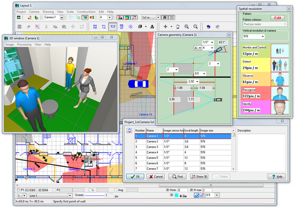 Easy CCTV design software with 3D modeling